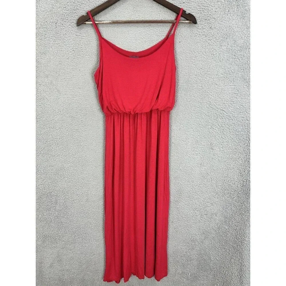 Olivia Rae midi sundress womens small red sleeveless high waist blouson beach